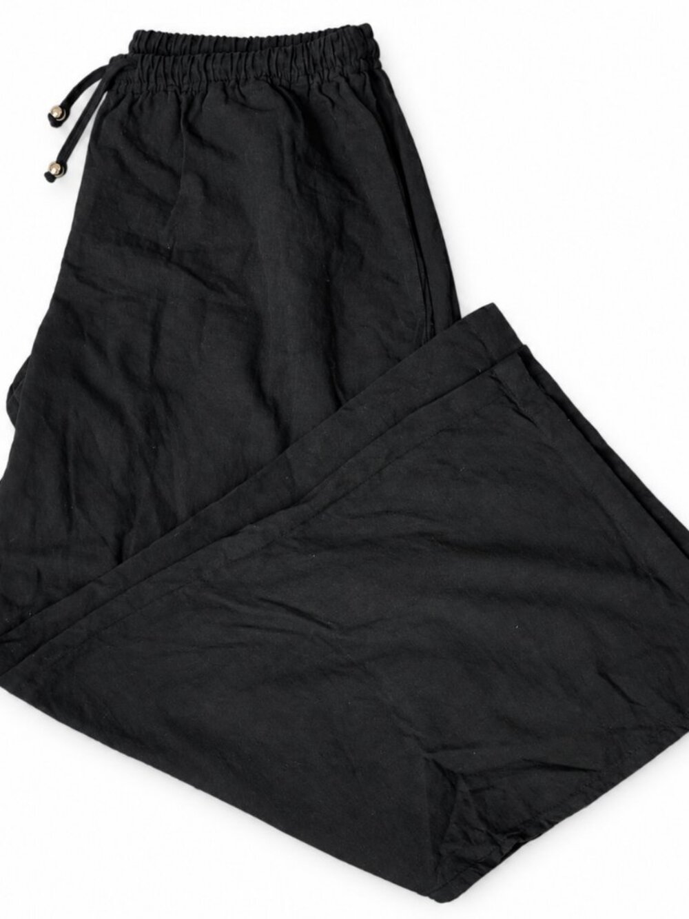 Black Beach Cover-Up Pants XL Drawstring Waist Side Slits Resort